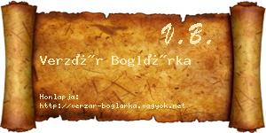 Verzár Boglárka névjegykártya
